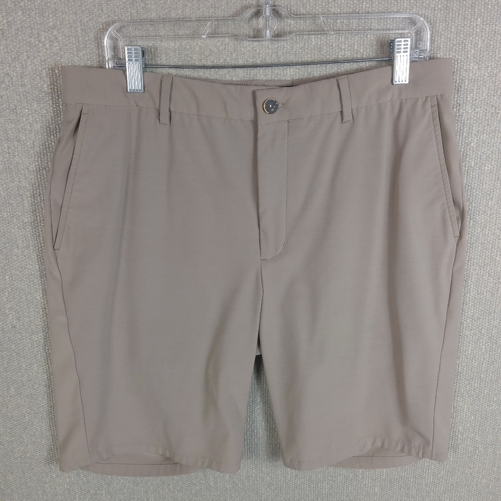 Johnnie-O Mulligan Shorts Mens 34 Light Khaki Performance Chino Stretch Preppy